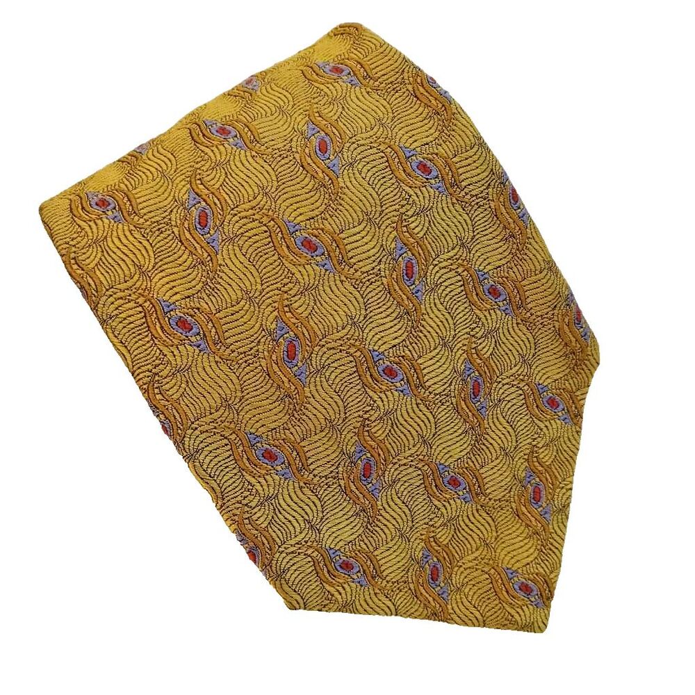 Robert Talbott Studio Mens Tie Necktie Gold Abstract Design Silk 56" L 4" W